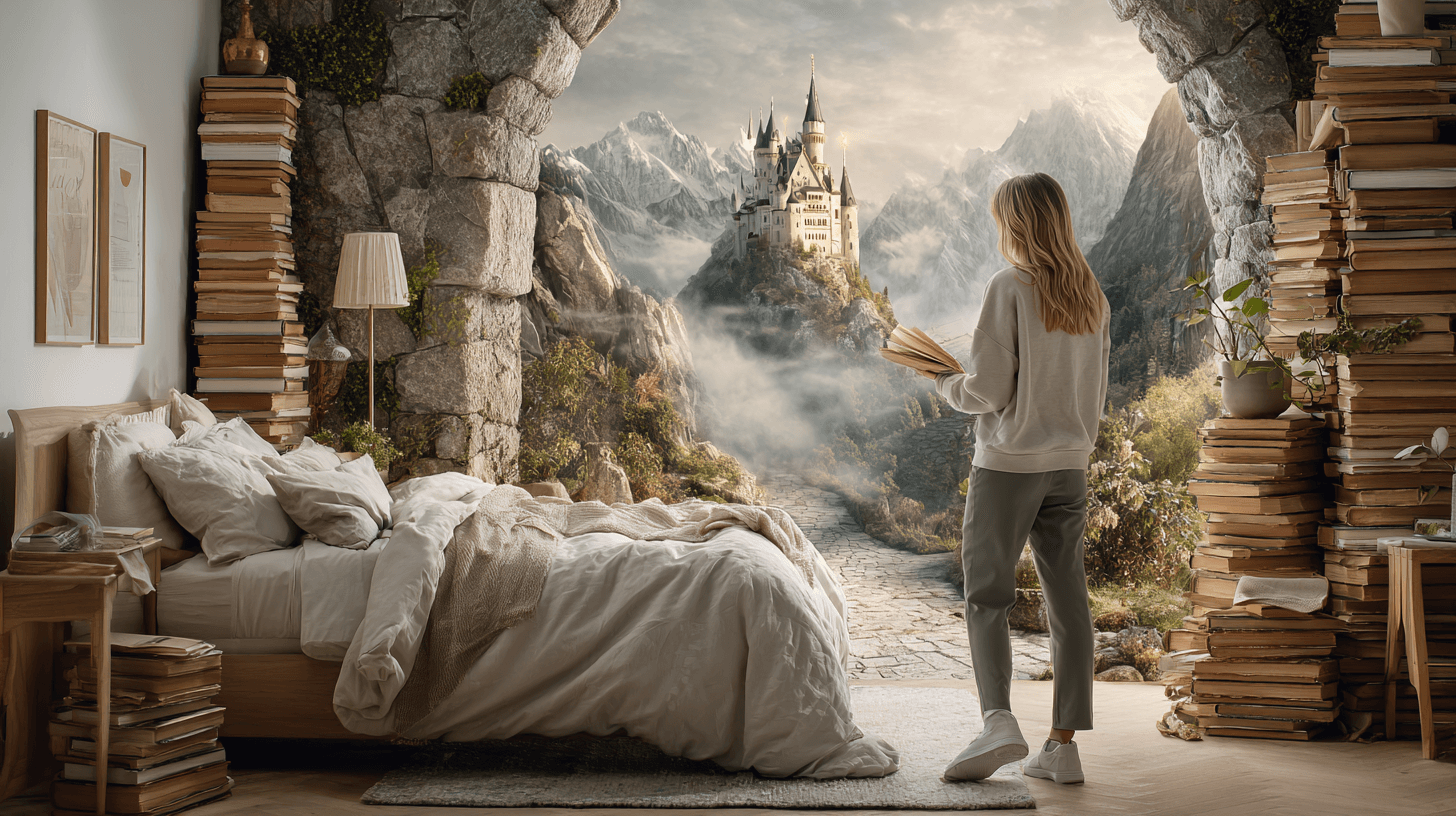 A reader's imagined version of a book's world — characters, places, and mood